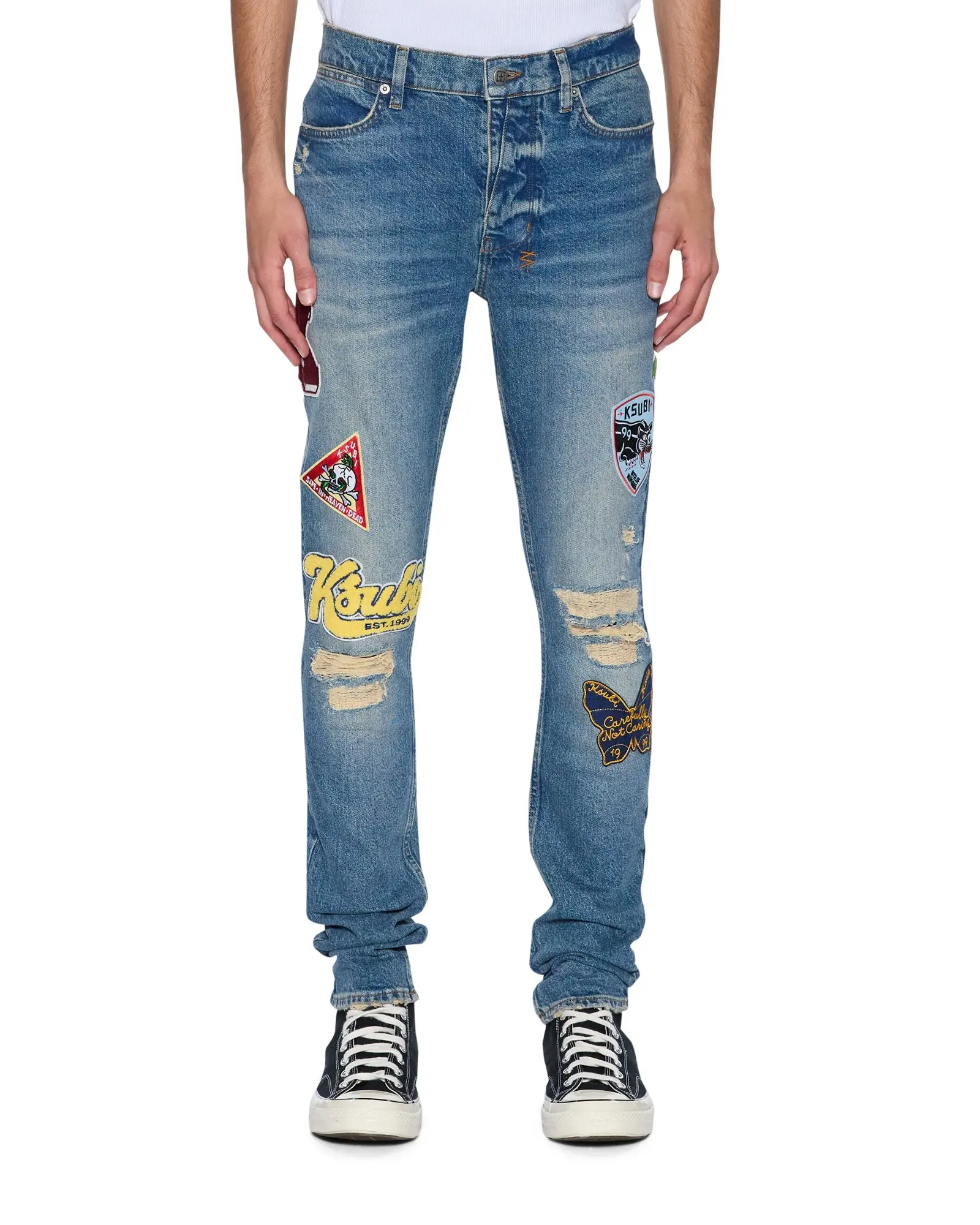 KSUBI VAN WINKLE RODEO PATCHED JEANS