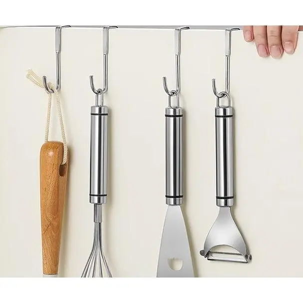 Multifunctional Hook, Cabinet Door Hooks Rack, Kitchen Utensil Holder with 8 Hooks, Cupboard Hanging Storage Rack for Bathroom Kitchen Bedroom Organiser