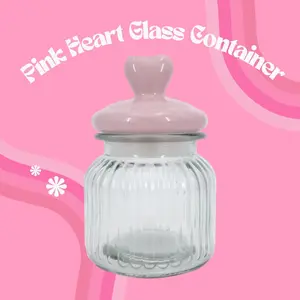 Pink Heart Glass Container Pink Heart Glass Container