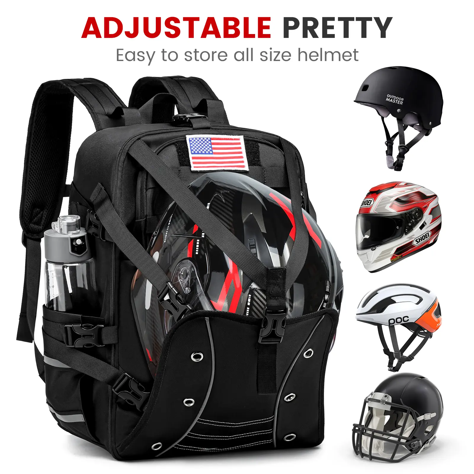LUXIYIN Men's Motorcycle Functional Backpack - Oxford Cloth, Leakproof, Large Capacity, Adjustable Buckle Backpacks with Straps, Universal Size, Helmet Hold, Adventure Ready, On the Road Motorbike Luggage Bag, Essential Gear, Everyday Carry, Comfortable F
