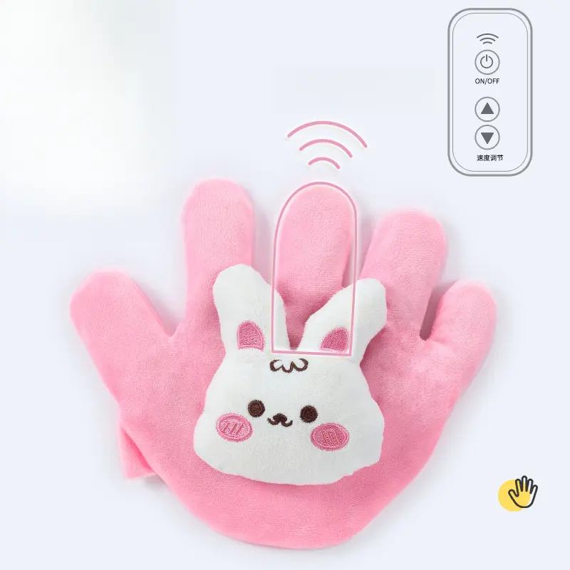 Soft Stuffed Crystal Velvet Animal Hand Puppet Home Decor Statue - Automatic Gentle Patting, On/Off Function, Baby Sleep Soother, Animals & Nature