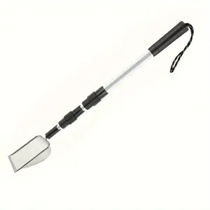 1pc Stainless Steel Telescopic Sand Sifter Shovel - Shark Tooth Design, Multi-functional Beach & Cat Litter Tool, Durable Treasure Hunting & Seashell Scoop for Portable Outdoor Adventures,summervibes