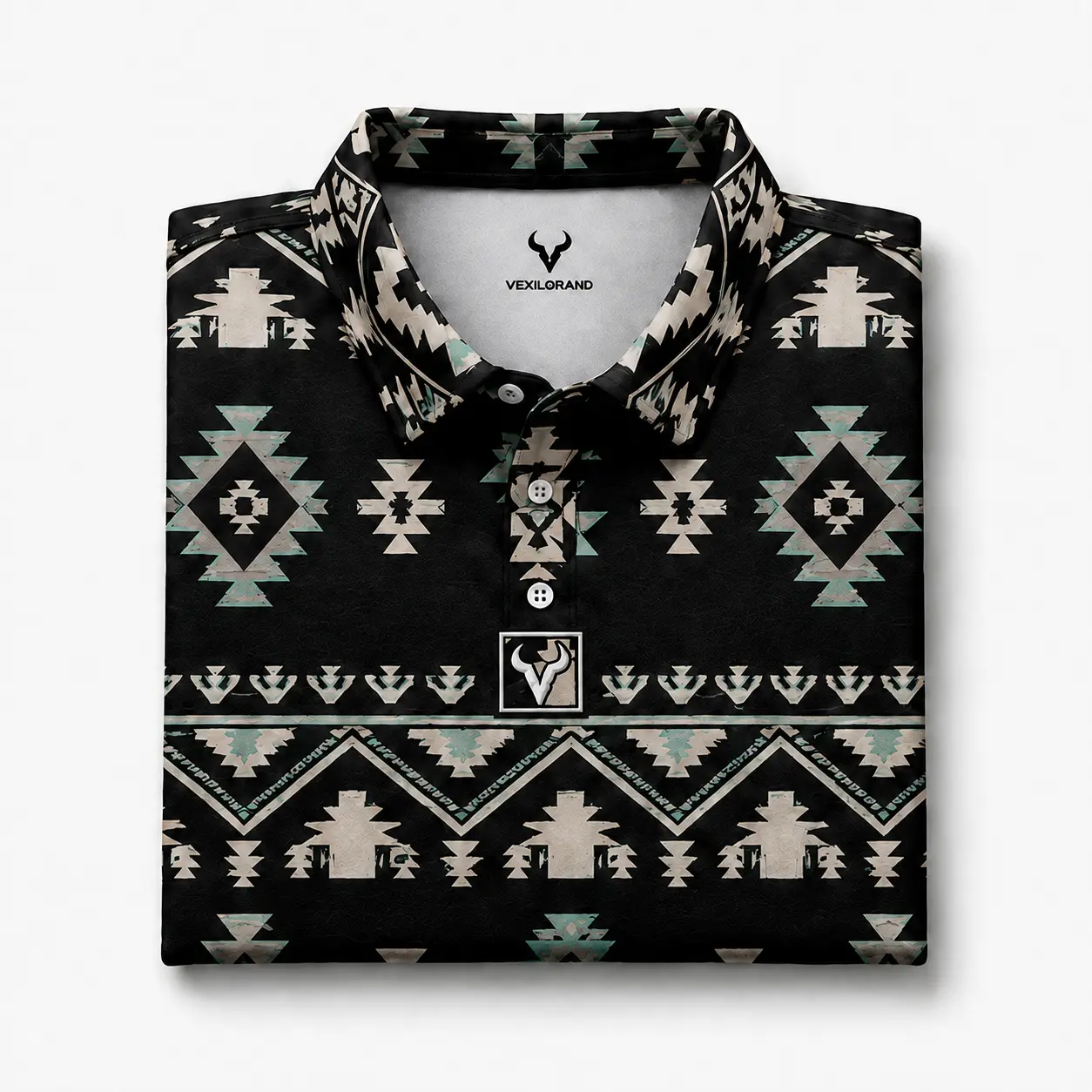 Vexil Brand - Polo - The Outlaw Black/Turquoise Aztec Polo