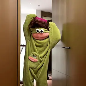 Funny Fish Sleepwear Set, Coral Fleece Spring Fall Onesie, Cartoon Abstract Couple, Unique Design, Comfortable & Stylish