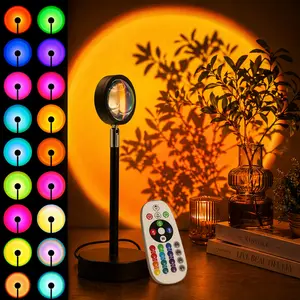 Sunset Lamp Projection,Sunset Night Light Rainbow Projector 180° 16 Color Changing 4 Modes,Vlog,Photography,Decorative,Party Decor,Living Room & Home Ambiance Lighting,Atmosphere Light,Gift for Women