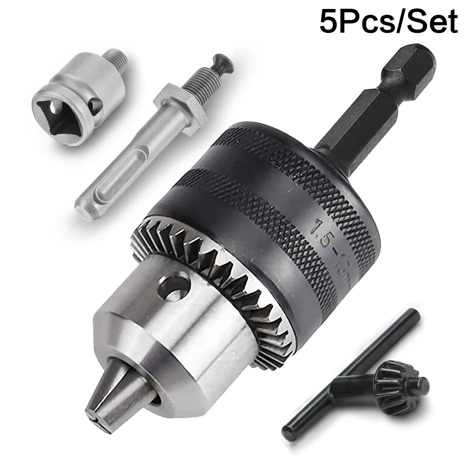 1/2 Inch Precision Key Drill Chuck Adapter Conversion Tool Set, 1/4 Inch Quick Replacement Hexagonal Drive, 1/2 Inch Square Converter, 1/4 Inch SDS-pl