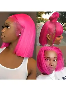 Short Bob Wig, Transparent Lace Front, Human Hair Wigs, Straight 13x4 Lace Frontal Wig, Stylish and Natural Look, Glueless Bob Wig