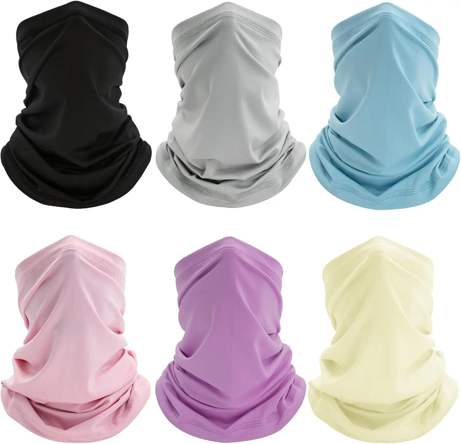 6 Pack Neck Gaiter, UV Protection Cooling Breathable Face Mask, Hiking Scarf for Men Women