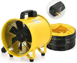 YITAMOTOR Two Speed Exhaust Fan 12 Inch, Utility Blower Extractor Fan with GFCI Plug Automatic Power-off Protection, Portable Ventilation Fan with 16FT /32 FT Ventilator Duct Hose