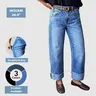 Flamingals Wash Seam Front Roll Raw Hem Mid Rise Straight Leg Jeans Womenswear Stretchy 26.0" Inseam Summer Vibes