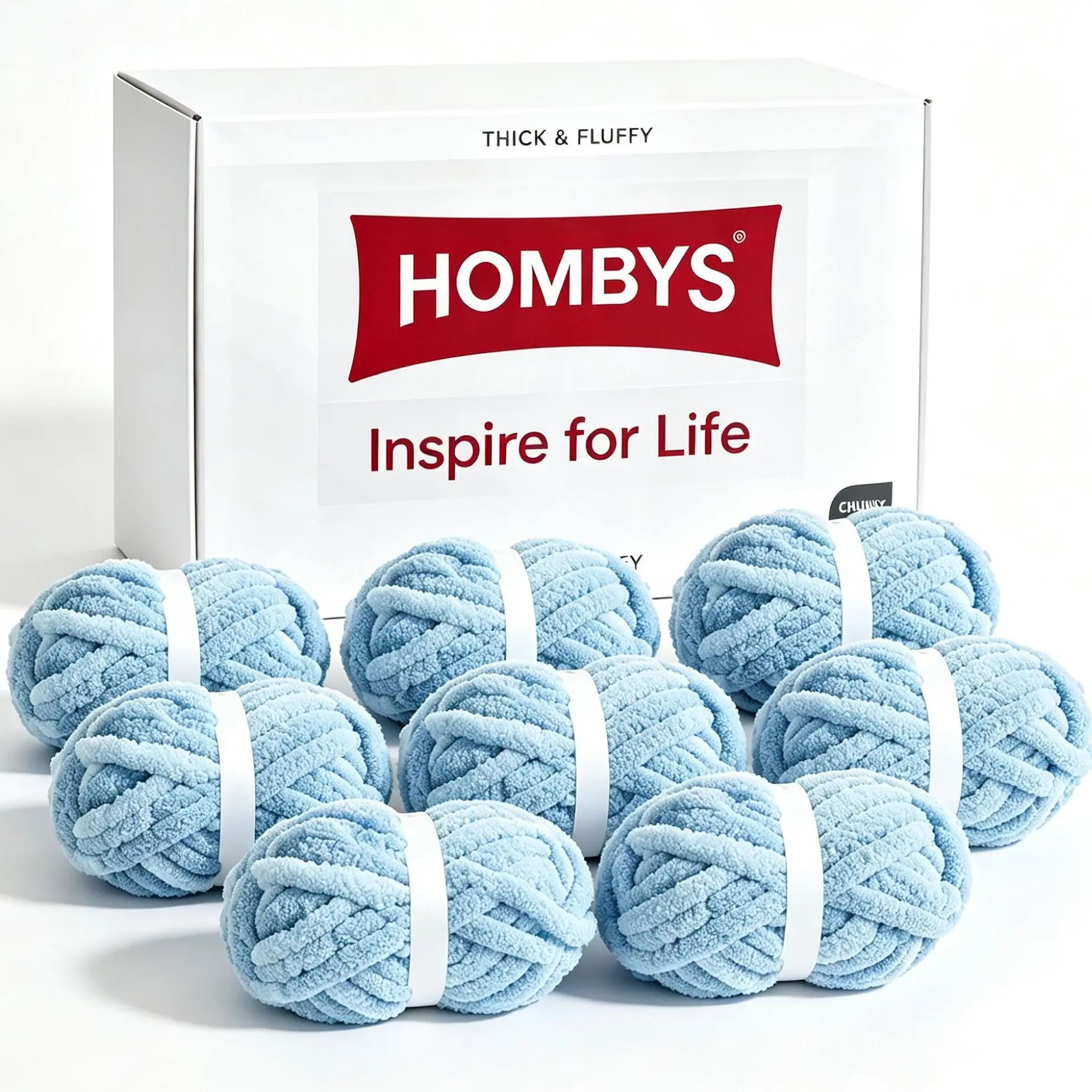 HOMBYS 2 Jumbo Pack Chunky Yarn for Hand Knitting– Super Thick Chenille Chunky Yarn for Crocheting，DIY Crafts-Extra Soft Bulky Fluffy (27yds,8 oz Each Skein)