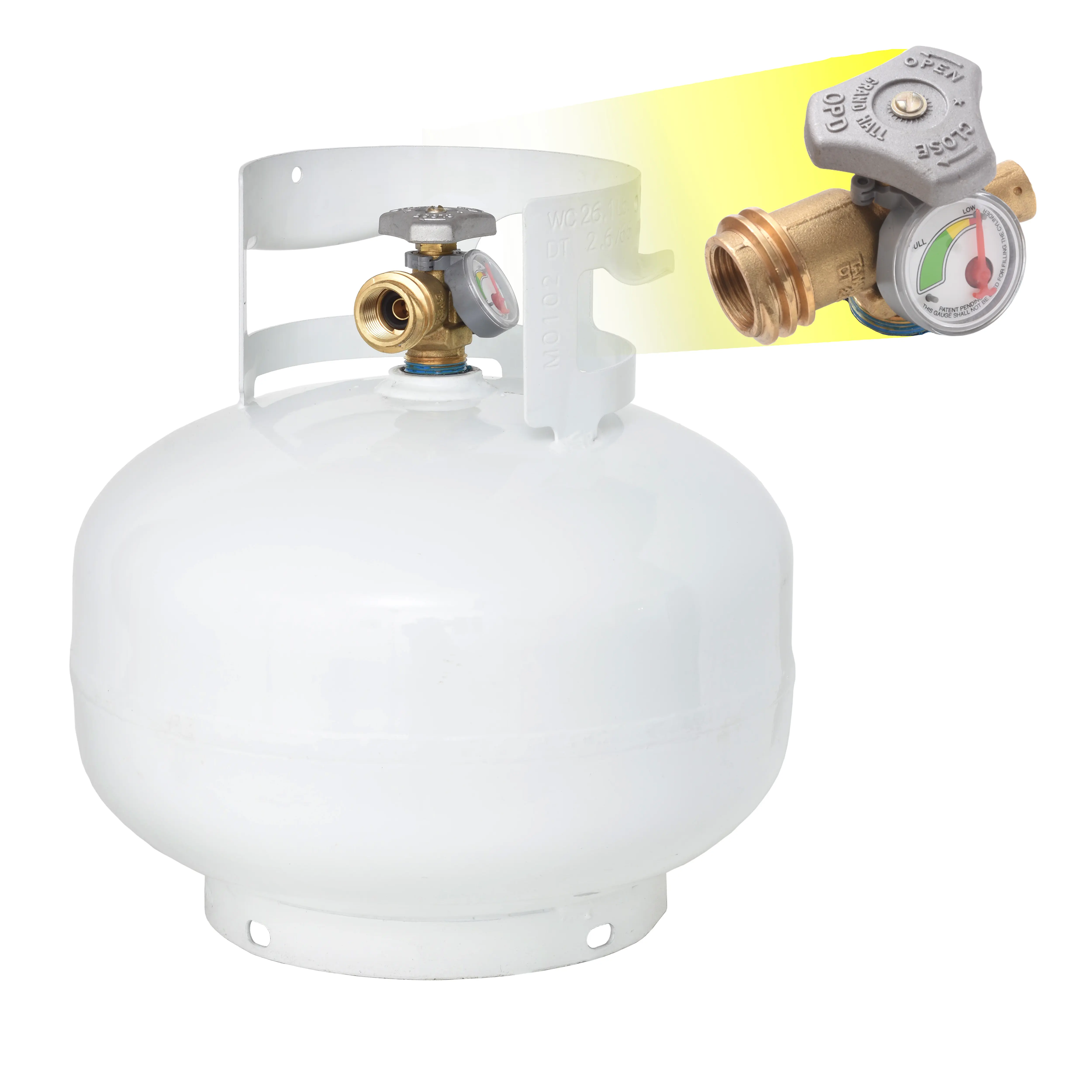 Flame King 11LB EMPTY Propane Tank Squatty Low Profile LP Cylinder with Type 1 OPD Valve & Built-In Gauge