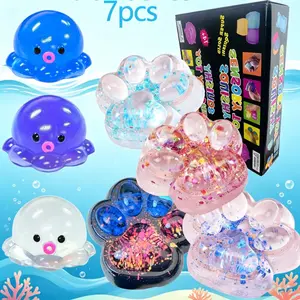 Taba Squid Toy Set, Fufu Toy Set, Squid Set Includes 4 Taba Cat Claws, 3 Octopuses, Stress Relieving Toy, Mochi Squeezing Toy, Fidget Cute Thing, Suitable for Girls, Boys, Children, and Adults