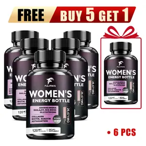 FULIMIKS Women's Energy Bottle - 20-in-1 Herbal Supplement with Ashwagandha Shilajit Sea Moss & Glutathione for Balance Well-Being Happiness - 6 Pack