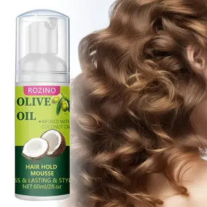 Olive Oil & Coconut Oil Hair Styling Mousse, Long-lasting Hold Hair Setting Mousse, Hair Care & Styling Product for Women & Men, Curly Haircare, Perfect Curls, Lightweight Frizz Control, Hair Styling Gel, Hair Products, Curl Defining Mousse