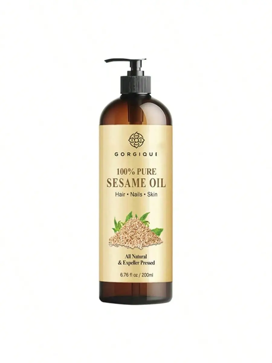 200ml Pure Sesame Oil - Essential Oil for Massage, Hair Care, and Daily Skincare, Nourishing Hair, Moisturizing Skin, Strengthening Nails, Skin, and Nails, Unrefined Sesame Oil