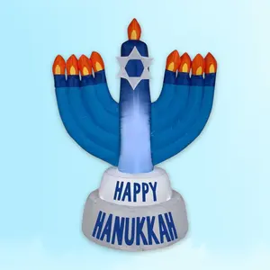 Gemmy Airblown Inftable Outdoor Hanukkah Candles, 3.5 ft Tall, Multicolored