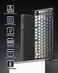 HI75C Pro Wireless Keyboard, 75% Hot Swappable Gaming Keyboard with Five-Layer Knob, Bluetooth/2.4GHz/USB-C Mechanical Keyboards for Windows/MAC/iOS/Android