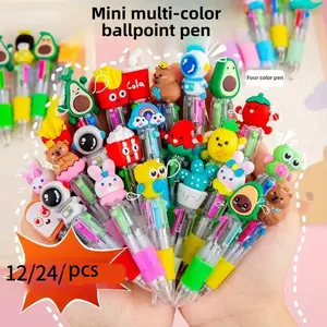 Set of 12/24pcs Cute Retractable Ballpoint Pens, Ergonomic Round Pen Body, Medium Nib, Suitable for School and Office Supplies