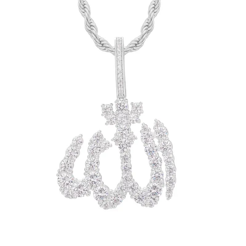 UCCIYO Rune Pattern Pendant P500 18K Gold-Plated PendantS925 Sterling Silver Synthetic Moissanite Pendant Islam Muslim Rune Pattern Pendant Necklace for Women Men Hip Hop Jewelry Gift summerwins【#P500】