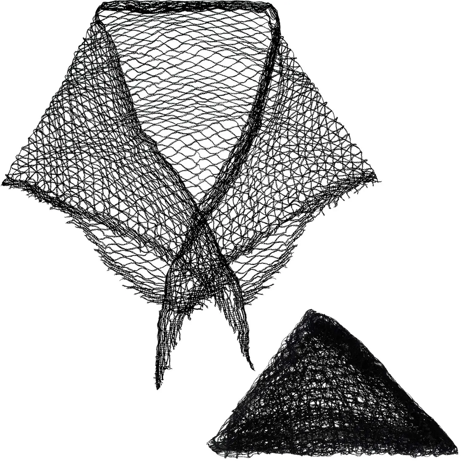 Chuangdi 2 Pieces Cotton Triangle Hair Net for Rollers, Women Hair Mesh Net Sleeping Crochet Women Triangular Setting for Sleeping, Black, 35 x 35 x 57 Inches