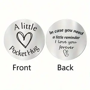 Double-Sided Laser Engraved Stainless Steel Pocket Tag, Romantic Gift for Couples, Boyfriend Girlfriend Keepsake Jewelry Accessory, Heart Design Charm