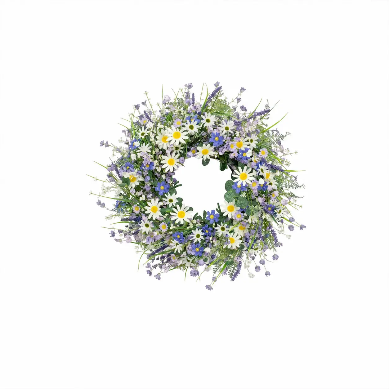 2-Pack 45cm Round Multicolor Polyester Natural Look Floral Mix Artificial Hanging Wreaths - Spring-Summer Home Decor, Front Door Window Valentine’s Day Ornament, Housewarming Gift for Grandma
