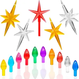 Christmas Tree Replacement Lights Bulbs Ceramic Tree Medium Multicolor Twist Light Ornaments(117 Bulbs+5 Topper Star)