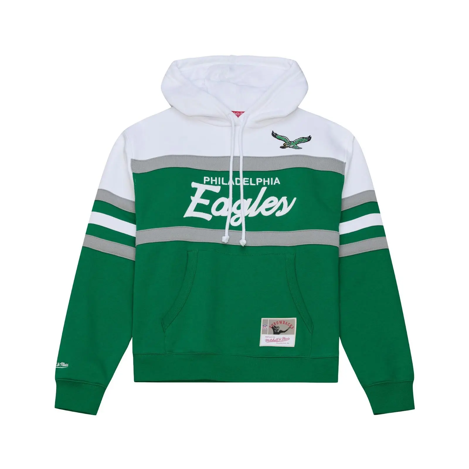 Women's Philadelphia Eagles Kelly Green Head Coach Hoodie NFL Throwback Sweatshirt Fleece Vintage Fan Gear Mitchell & Ness