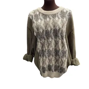 Coogi Style Oversized Upcycled and Reworked Sweater / Sweatshirt in Neutral Colors / Women’s Clothes / XL Womenswear Long Sleeves Khaki Comfortable Comfy Pullover Tops Fit Knitwear