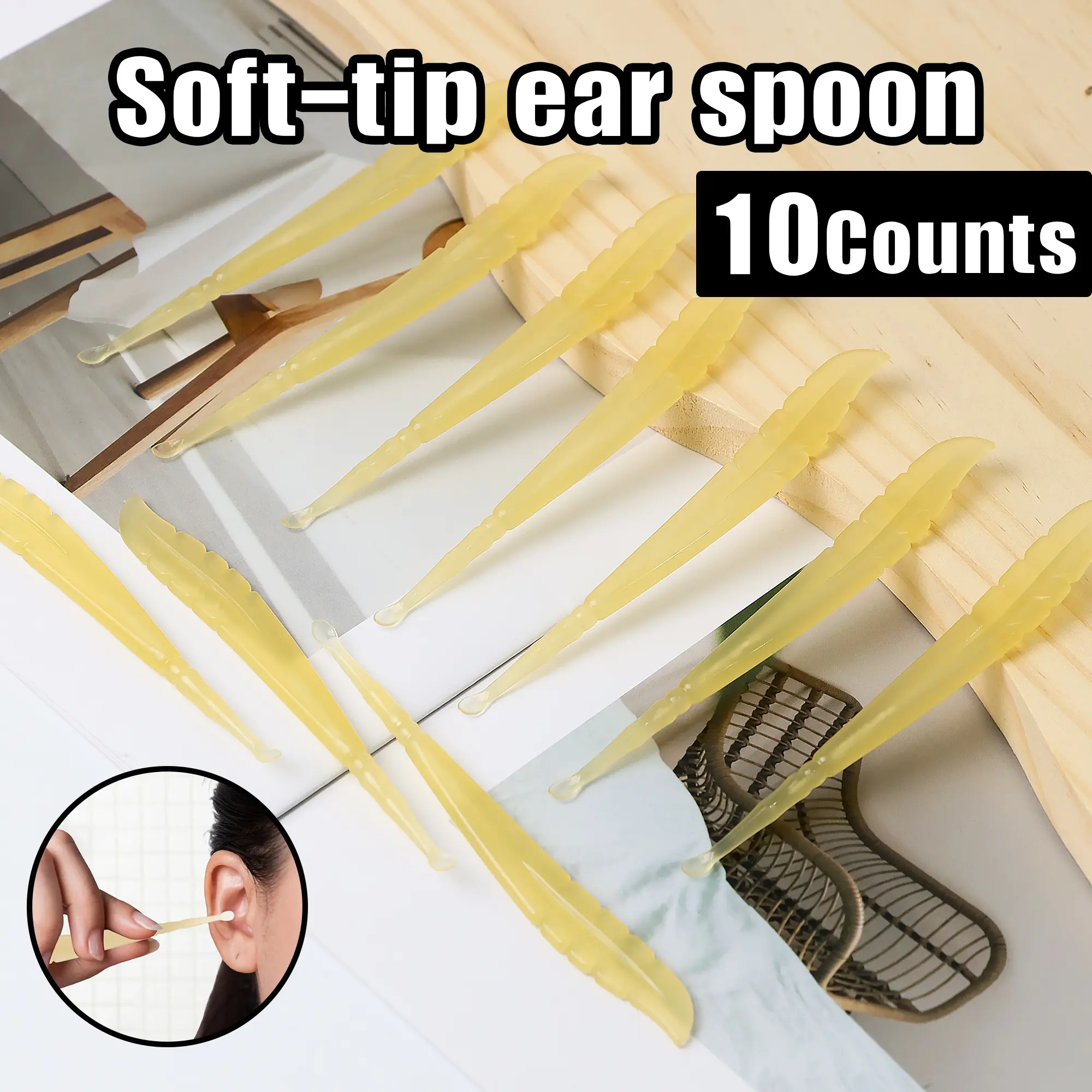10 Counts Leaf Shape Ear Picks for Gentle & Safe Cleaning, Soft and Safe on Ear Canals，Ergonomic Comfortable Grip