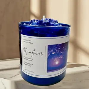 Doodlations Boutique Moonflower Candle - Fragrance Perfume Candle with Pear Aroma for Home Decor
