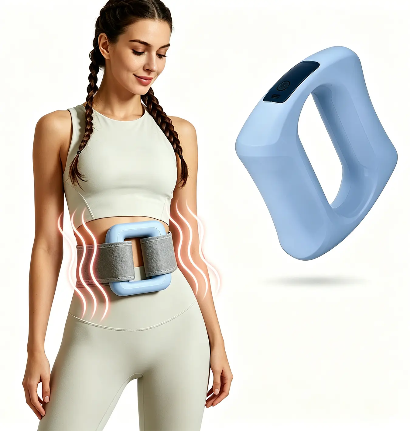 Portable Handheld Vibration Massager with Belt, Rechargeable Muscle Relaxation Device for Body, Waist, Legs