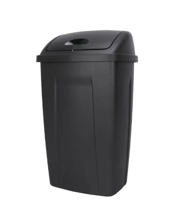 Large 13 Gallon Kitchen Trash Can Plastic with Swinging Lid Black Durable Bin for Home Use Large 13 Gallon Kitchen Trash Can Plastic with Swinging Lid Black Durable Bin for Home Use