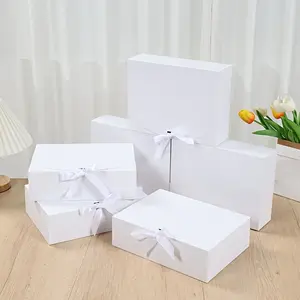 6-Pack Party Box Set, Square Ribbon Gift Boxes, Party Gift Packs, 8x20x27 Cm, Wedding Bride Party Packaging, Birthday Party Decorations, Anniversary Gift Boxes