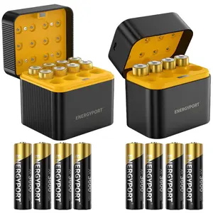ENERGYPORT 8Pcs/12Pcs Rechargeable AA Batteries Lithium with Charger, 1.5V 3600mWh Long Lasting Double A Batteries with LED Display, Cycle Times Up to 2000 , Fast Charging for Blink Outdoor Cameras & Toys