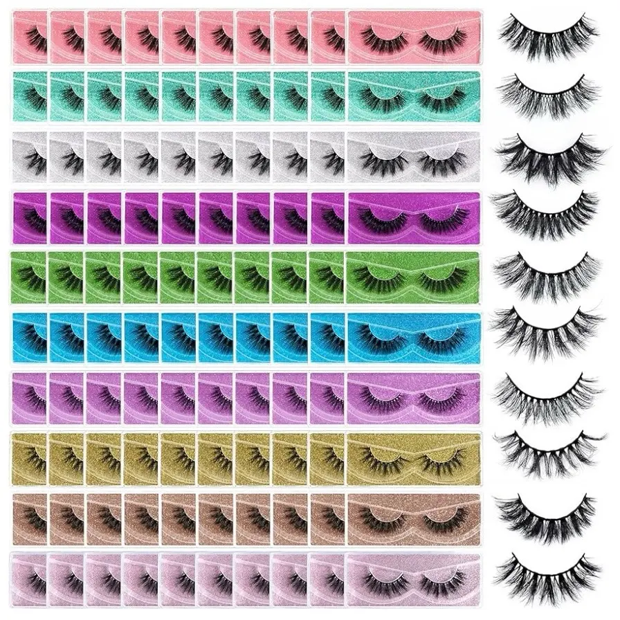 SPLASH Lashes - 100 ct Dramatic Fluffy Look with 8D Effect - 10 Patterns of Popular Lovely Lashes - Durable & Reusable - Eyelashes, Makeup