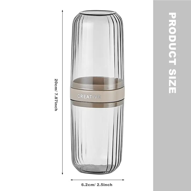 Travel Toothbrush Case 2-in-1 Portable Business Trips Wash Cup Minimalist Large Capacity Toothpaste Container Holder Organizer Toothbrushes Storage Box for Traveling Camping Business Trip