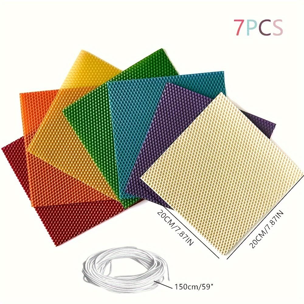 20×20cm colorful honeycomb beeswax sheets DIY candle making kit, 7 beeswax sheets with cotton wicks, craft kit for adults, spiritual altar keepsake, Christmas and Halloween home holiday gift