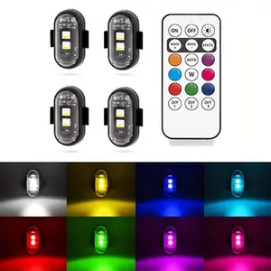 Wireless LED Strobe Lights for Car - 8-Color, IP65 Waterproof, USB-Powered High-Brightness Anti-Collision Lights with Remote Control, Compatible with Motorcycle