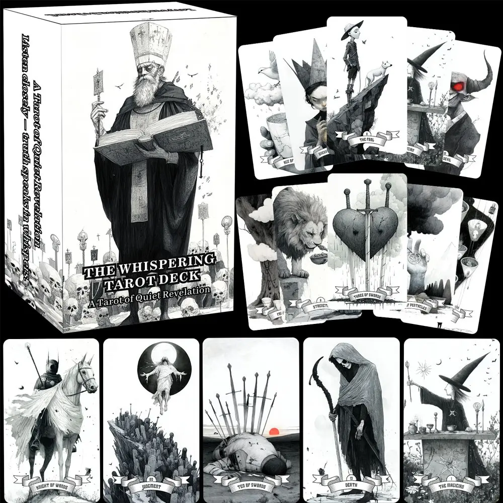 13x8cm,Whispering Tarot Cards Set, Gothic Art Deck, Tarot Card Game, 78 Tarot Cards & Guidebook, Suitable for Beginners and Experienced Readers, Tarot Card Decks