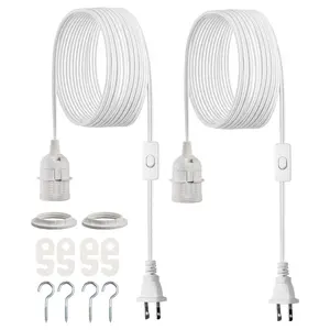 VEVOR Plug in Hanging Light Cord Kit, 16ft Lantern Extension Cords, 2 Pack E26 Light Socket Lamp Cord Replacement, Secure Sturdy, Easy to Install, Pendant Lamp Kit On/Off Switch Socket RingsVEVOR Super Brand Day