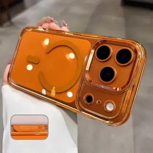 Anti drop ice crystal transparent color magnetic phone cases iphone17 Pro Max 16 for iPhone case silicone soft shell TPU+PC shockproof