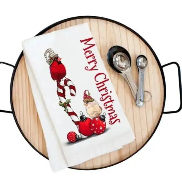Christmas Red Cardinal Cotton Tea Towels - Made in the USA Cleaning Kitchen