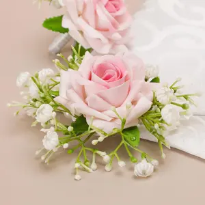Bridal Wrist Corsage, Outdoor Wedding Artificial Flower Bracelet, Maid of Honor Gift, Girls' Accessory, Perfect for Weddings, Decorative Flowers, Artificial Flower Decorations