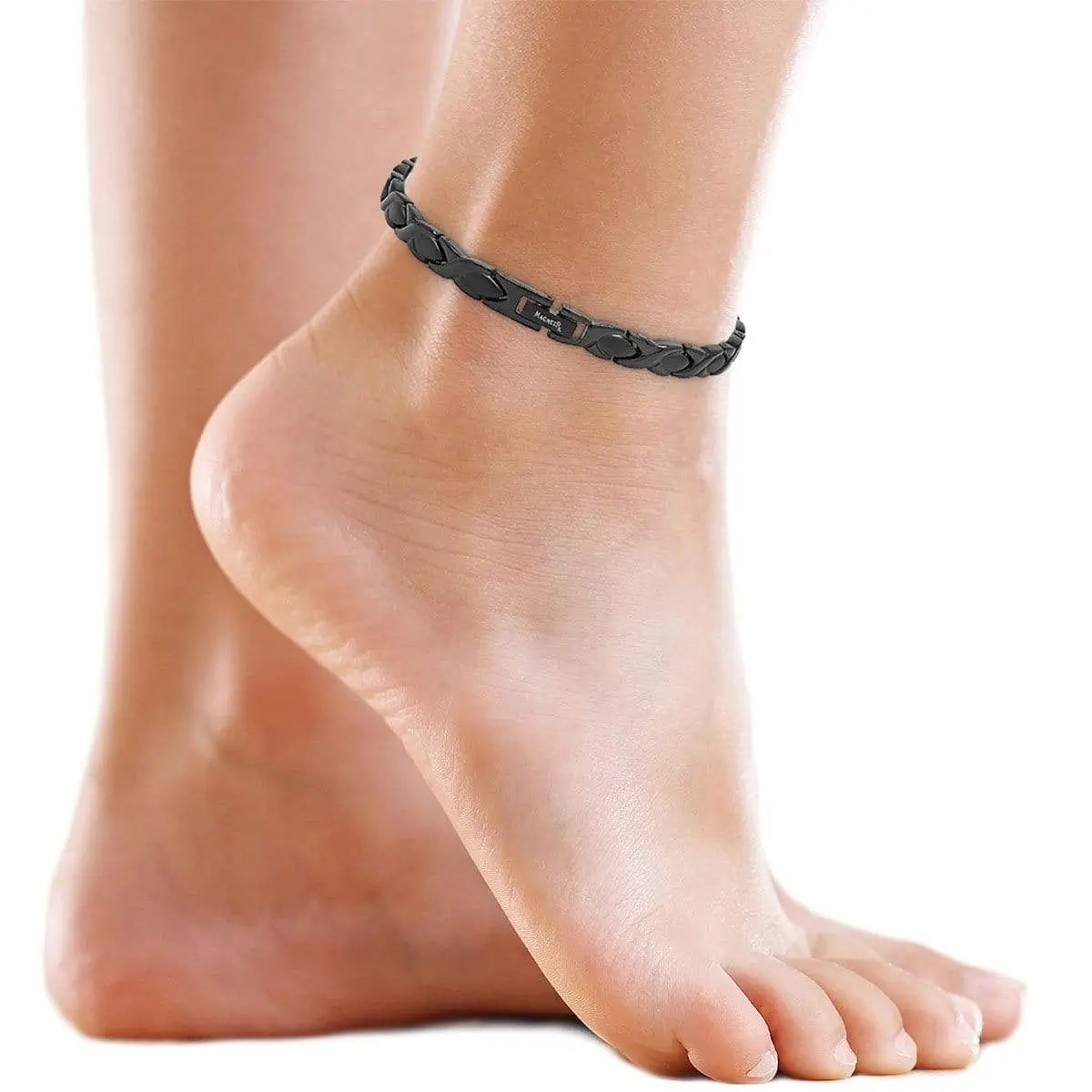 MagnetRX Ultra Strength Titanium Magnetic Anklet for Women (Black)