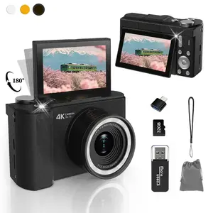 Digital Camera for Photography with Fill Light, 4K Vlogging Camera, 16X Digital Zoom Compact Cameras, Portable Vlog Camera, 180°Flip Screen Camera, 48MP Vlogging Camera with 32GB Card, Point and Shoot Digital Cameras, High Definition Camera