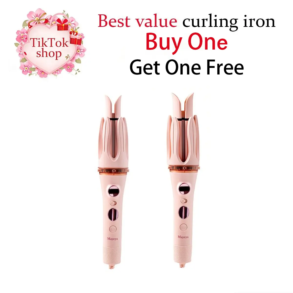 Mayeya Pink  Instant Naturalwaves Automatic Curler with LED Display & Adjustable Temperature Settings 300℉-420℉ Portable Travel Ready Dual Voltage 120-240V，3-in-1 and 2-in-1hair styling tools ，Pink，Plug tiktoksh,back to school,back to school haul
