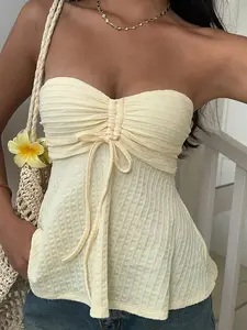 Knitted Bandeau Top, Minimalist Yellow Bandeau, Fashion Summer Top