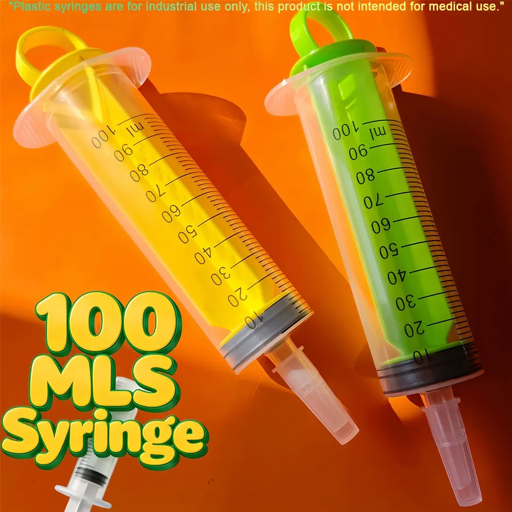 100ML Syringe with Cap, Needle-Free Measurement Tool, Large Capacity Reusable Graduated Tube, Ideal for Lab Samples, Glue, Liquid Distribution, Syringes Without Needle